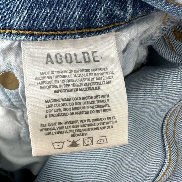 AGOLDE Toni Mid Rise Straight Jean Size 27 Distressed Hem Blue Minimalist - Picture 7 of 12